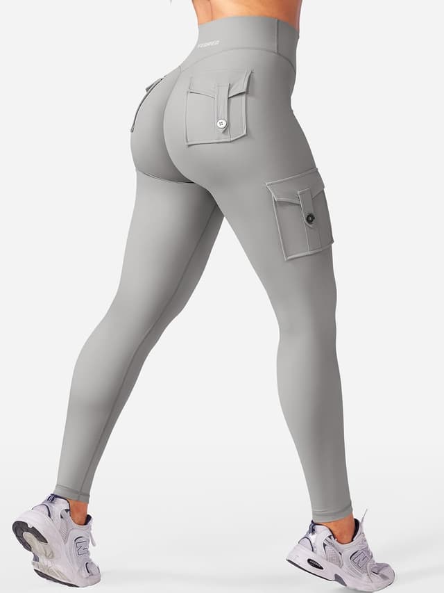 Detalle de YEOREO CoreFlex Sport Leggings Damen mit Taschen – High Waist, blickdicht & Push-up-Wirkung