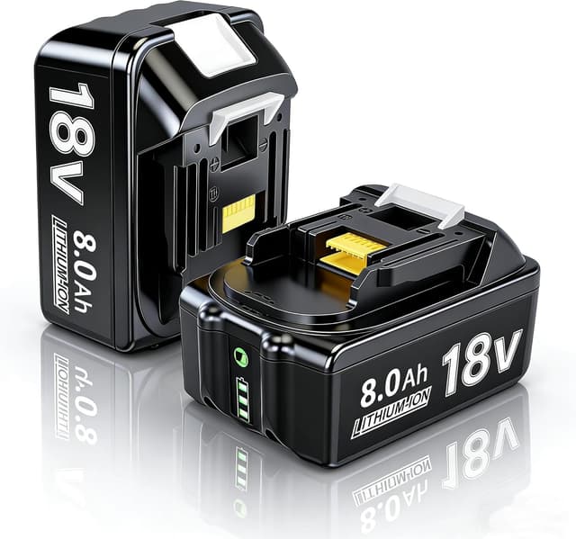 Detalle de 2× 18V 8,0Ah Ersatzakku für Makita Li-Ion (BL1850/BL1860) mit LED – kompatibel mit LXT 18V