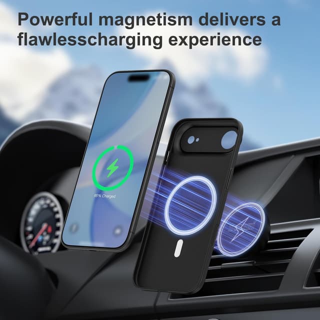 Detalle 2 de memumi Magnétique Coque ultra mince 0,3 mm pour iPhone Air (6,5 pouces, 2025) finition mate antidérapante – Noir