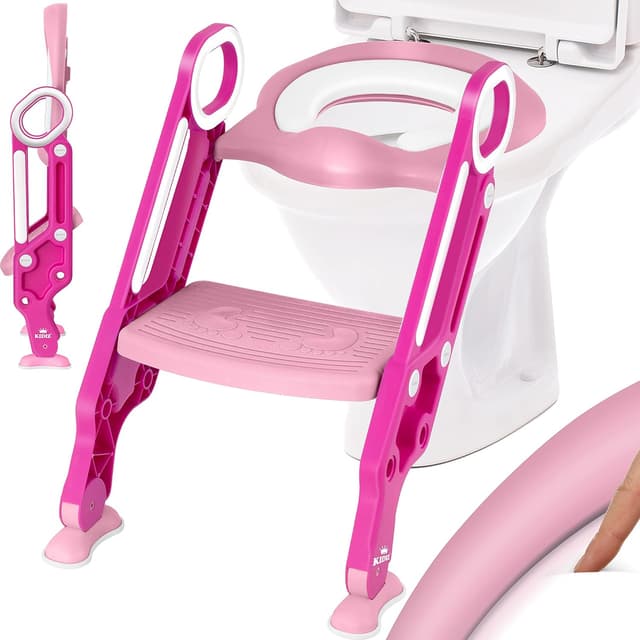 Detalle de KIDIZ® Kinder-Toilettensitz Pink mit Treppe