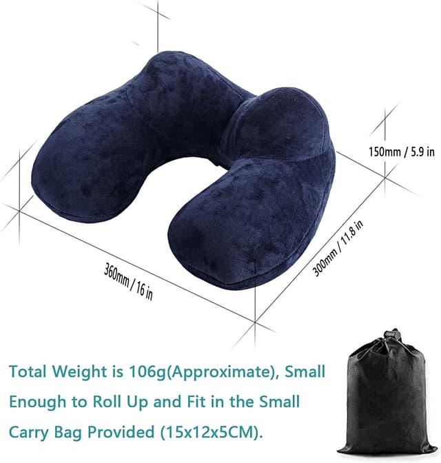 Detalle de MOCOCITO 2-Set Reisekissen mit waschbarem Kissenbezug, ergonomisches Nackenkissen (Blau+Grau)