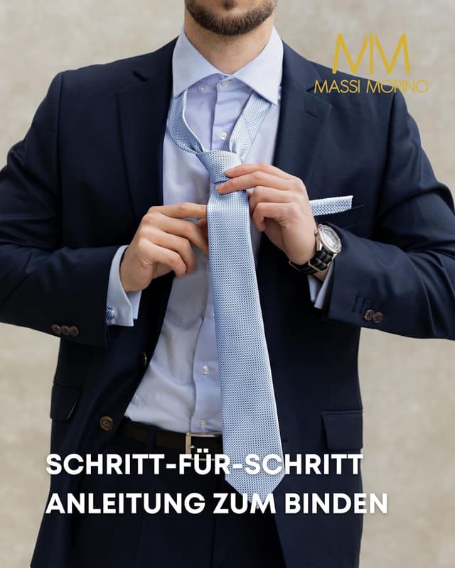 Detalle 2 de Massi Morino Morino Krawatte mit Einstecktuch Set Herren – inkl. Manschettenknöpfe, Krawattennadel & Geschenkbox