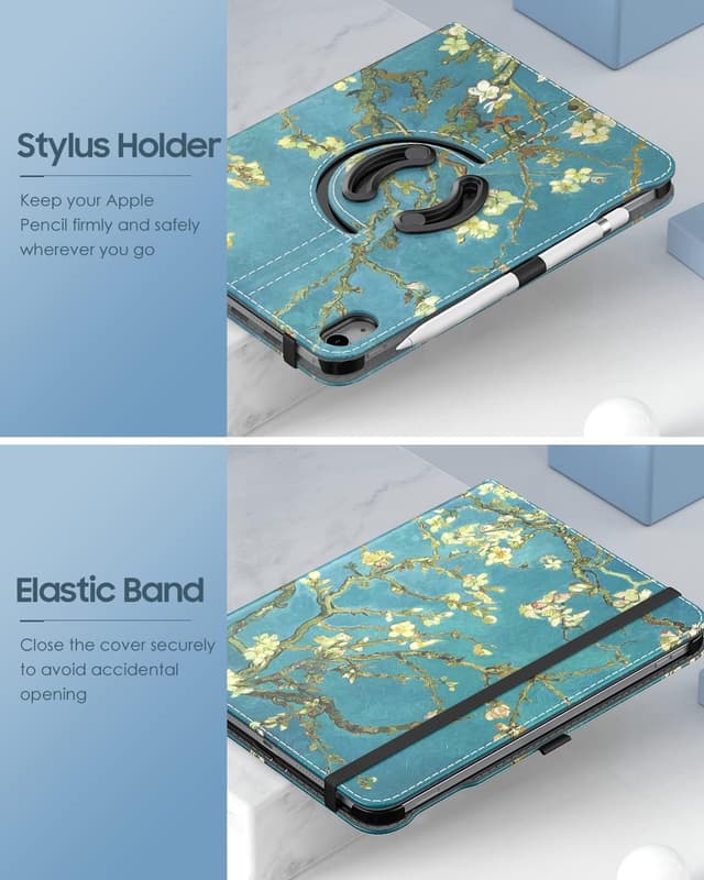 Detalle de TiMOVO Schutzhülle für iPad 11 (A16) / iPad 10 (10,9 Zoll) – 90° drehbar Smart Case mit Standfunktion & Stift-Schlaufe