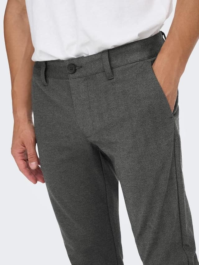 Detalle de Only & Sons Onsmark Tap Herringbone 2911 men’s trousers (herringbone pant)
