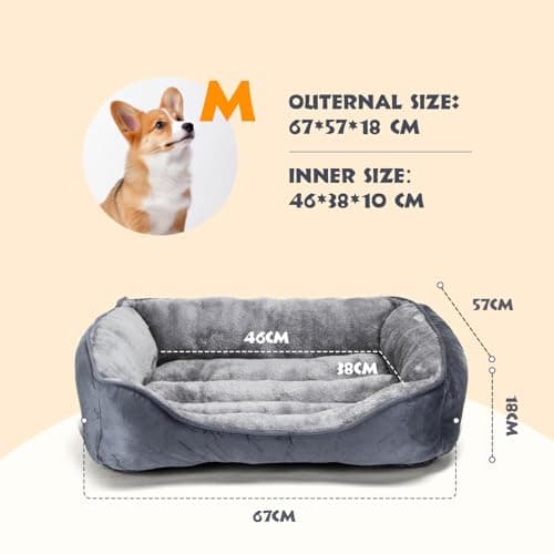 Detalle de Nobleza cama para perro lavable mediano 67x57 cm antideslizante con relleno de fibras suaves
