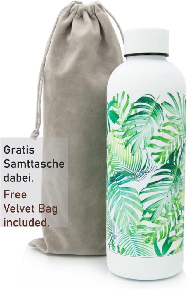 Detalle de T&N Edelstahl Trinkflasche 500 ml – Thermosflasche für Büro & unterwegs (auslaufsicher, für Sprudel)