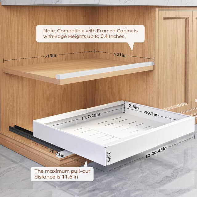 Detalle 2 de Seinloes 2-Pack Pull-Out Cabinet Organizers with 21" Depth