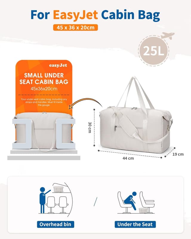 Detalle 2 de Narwey Easyjet Handgepäck 25L Beigefarbene Tasche