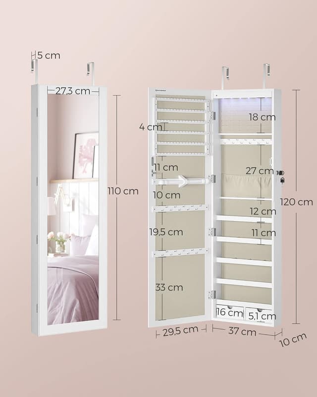 Detalle de SONGMICS JJC093W01 joyero de espejo 120 cm