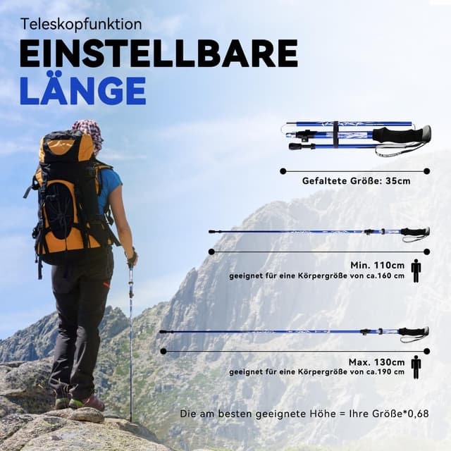 Thumbnail 2 de DOBESTS Wanderstöcke 110 bis 130 cm verstellbar