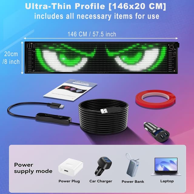 Detalle de LED Anzeigetafel 20x146 cm, flexibles RGB