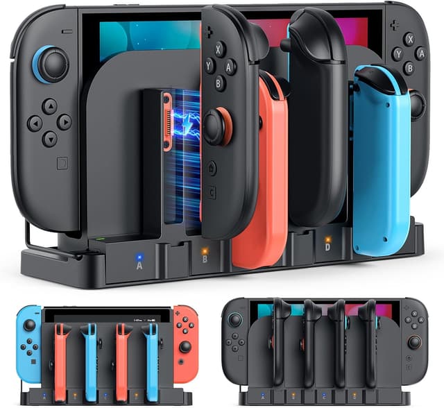Detalle de FASTSNAIL 9-in-1 Magnetic Joy-Con Controller Charger Dock for Nintendo Switch 2, Switch OLED & Switch (1st gen)