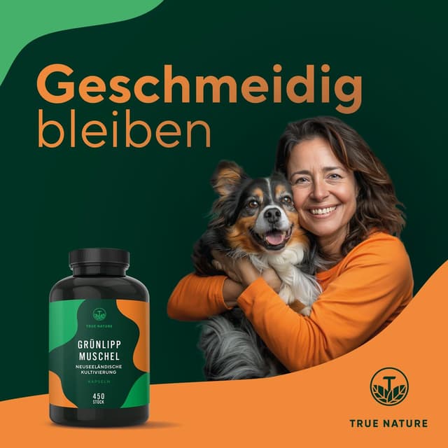 Detalle de Grünlippmuschel von TRUE NATURE® – 450 Kapseln (2000 mg Tagesdosis, gefriergetrocknet)