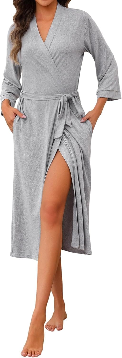 Thumbnail 6 de Marvmys robe de chambre femme en coton doux avec ceinture ajustable et poches