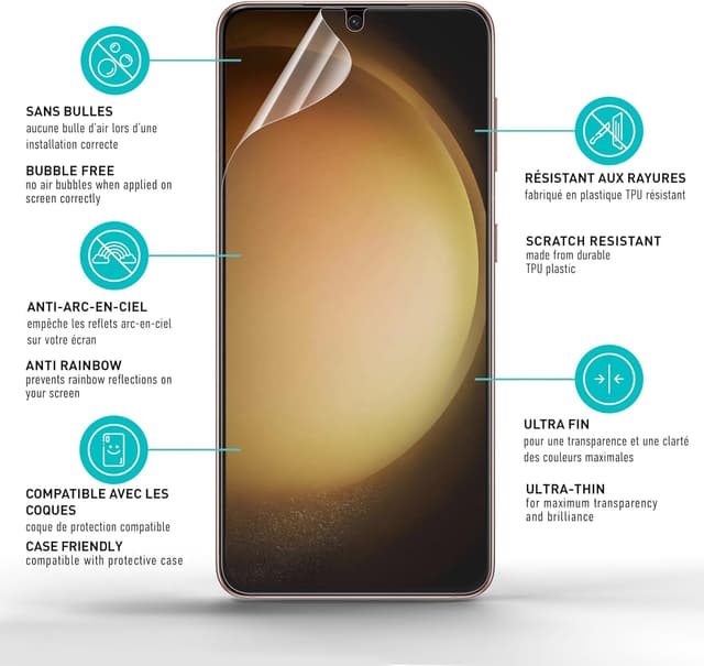 Detalle de smartect Protecteur d’écran TPU Matte pour Samsung Galaxy S23 Plus (lot de 2) – pose sans bulles