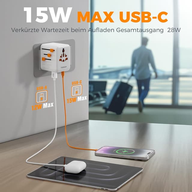 Thumbnail 3 de TESSAN Reiseadapter Weltweit USB C