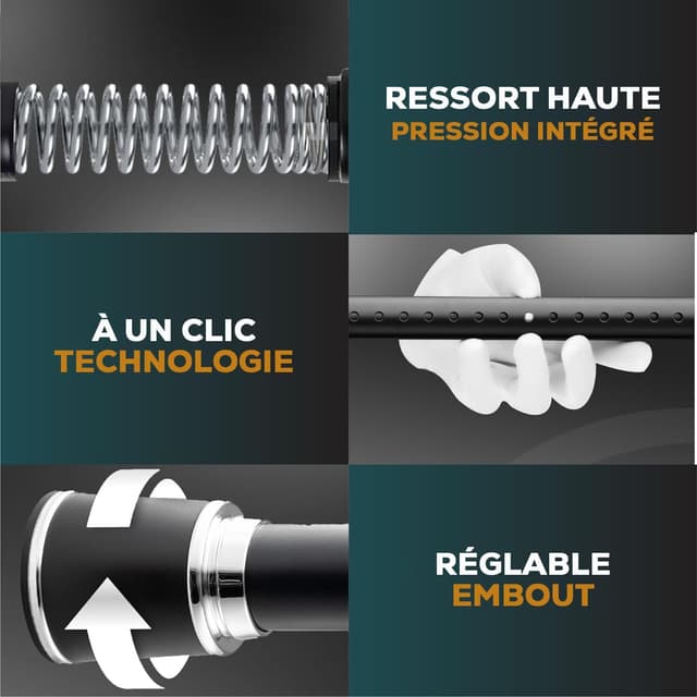 Detalle 2 de MEISENBERG tringle rideau extensible sans perçage 370–420 cm (noir)