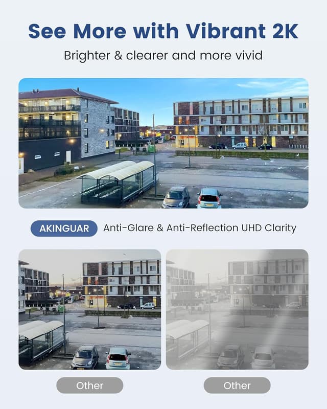 Detalle 2 de AKINGUAR 2-Pack 3MP 2K Window Camera (WiFi 2.4GHz & 5GHz) with Full-Colour Night Vision & AI Alerts