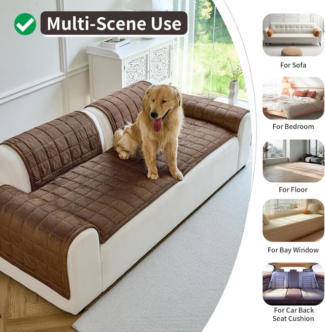 Detalle 2 de PJLZJFBY Washable Non-Slip Fuzzy Couch Cover for Dogs (Dark Brown, 27.6"x94.5", 1 PC)