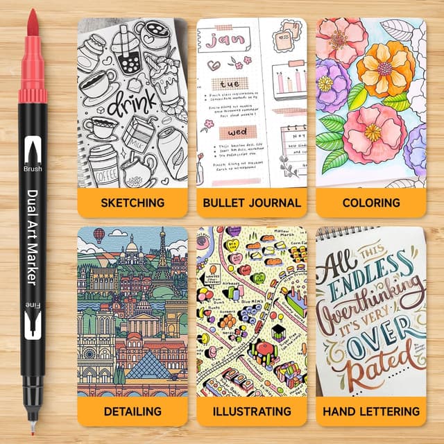 Detalle de Maqhpu dual tip colouring pens, 24 pack