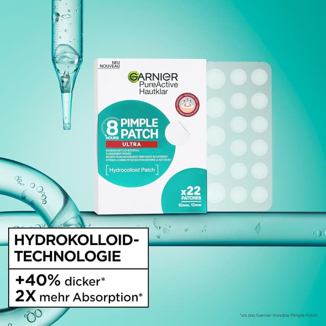 Detalle 2 de Garnier Hautklar Pimple Patches Ultra Hydrokolloid gegen Pickel – 22 Stück