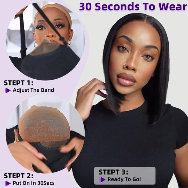 Thumbnail 4 de omswet Wear and Go Bob Wig 10" 200% density 🧑🏽🦱