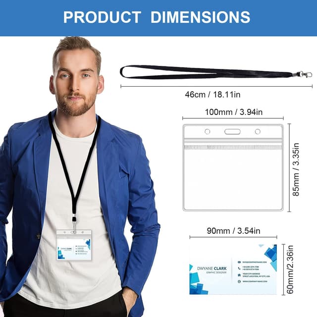 Detalle de Black lanyards with ID holder, 50 pack