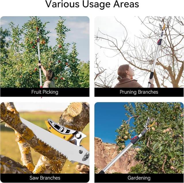 Detalle 2 de FLORA GUARD 1.3–2.2m Extendable Long Reach Pruner – Telescopic pole saw for tall trimming