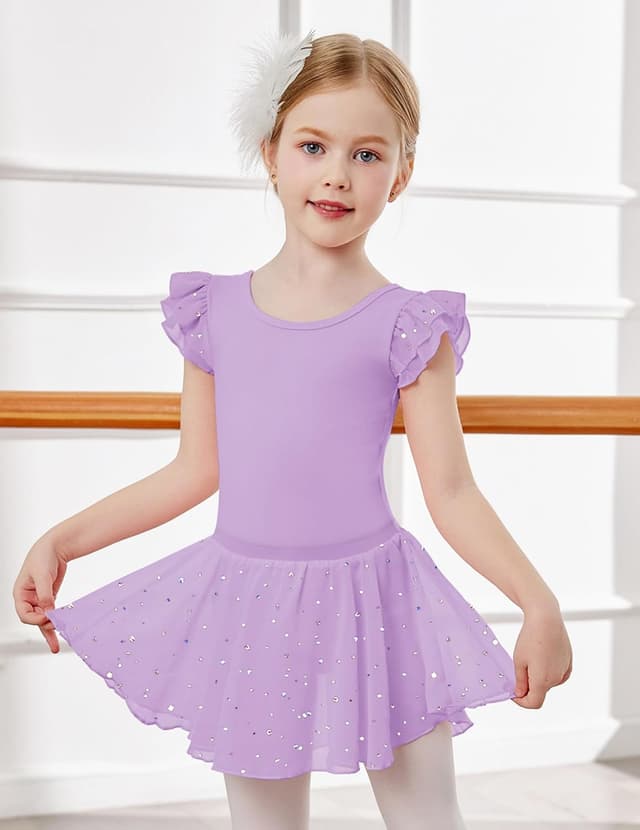 Detalle 2 de Arshiner Ragazze Costume da balletto 2 pezzi (2-9 anni) con body e gonna tutu in cotone