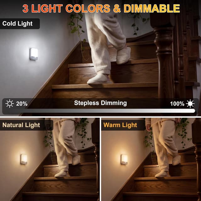Detalle 2 de daphomeu lot de 6 veilleuses LED rechargeables avec détecteur de mouvement (port USB Type-C)