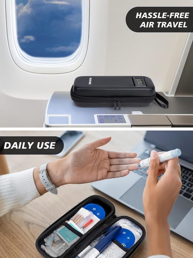 Thumbnail 6 de YOUSHARES Insulin Cooler Travel Case with Temperature Display (Black) + 2 Ice Packs