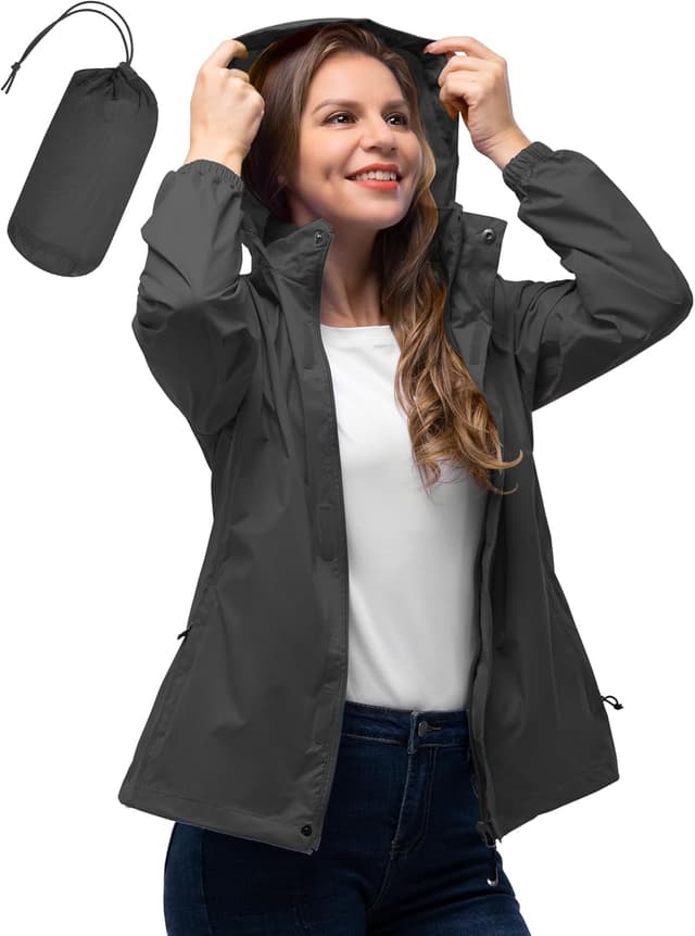 Detalle de 33,000ft Damen wasserdichte faltbare Regenjacke mit Kapuze – leichter Windbreaker für Radfahren & Outdoor