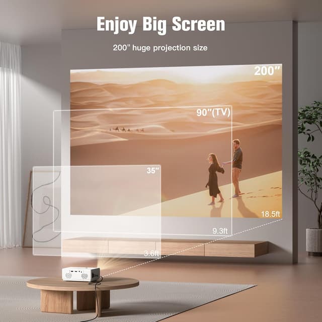 Detalle de AuKing 2026 Upgraded Mini Projector (Full HD 1080P) for Home Theater, with HDMI/USB/AV & More