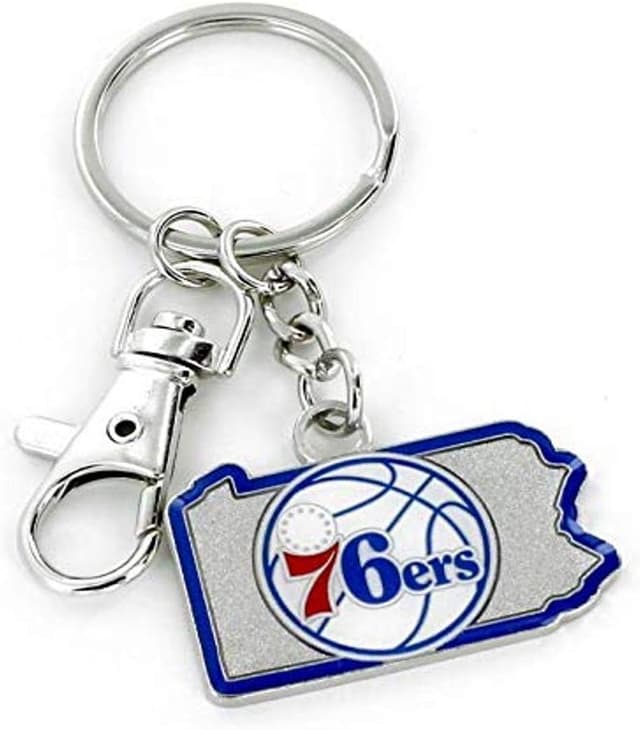 Detalle de NBA Heavyweight Home State Design Keychain — Durable Metal Clip & Split Ring for Keys, Bags, and Purses