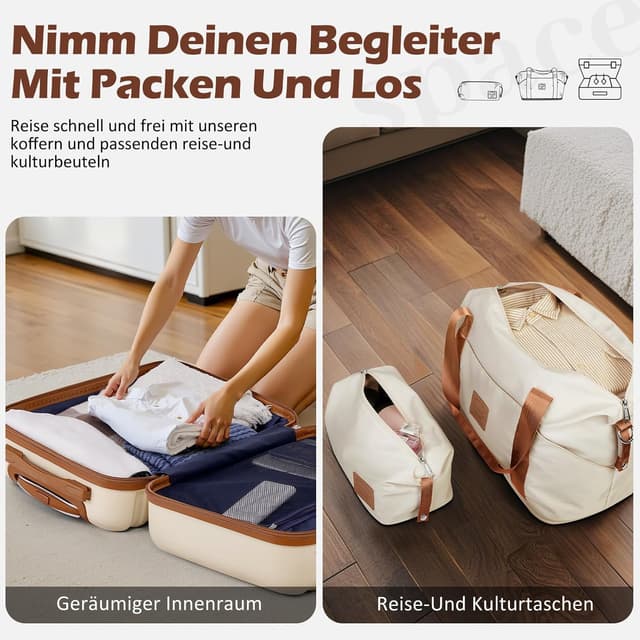 Detalle 2 de COOLIFE Koffer Trolley Reisekoffer mit TSA-Schloss, ABS-Hartschale und 4 Rollen (inkl. Reisetasche & Kulturbeutel)