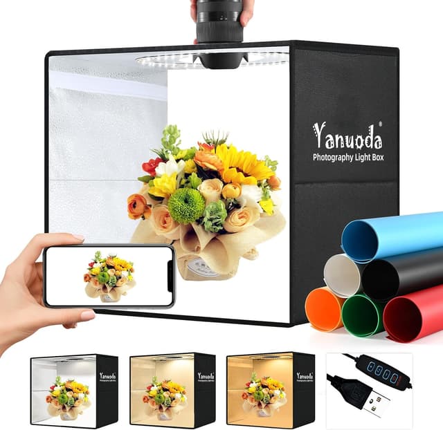 Detalle de Light Box Photography 12x12x12" LED photo booth with 120 LEDs, 6 PVC backdrops and adjustable lighting