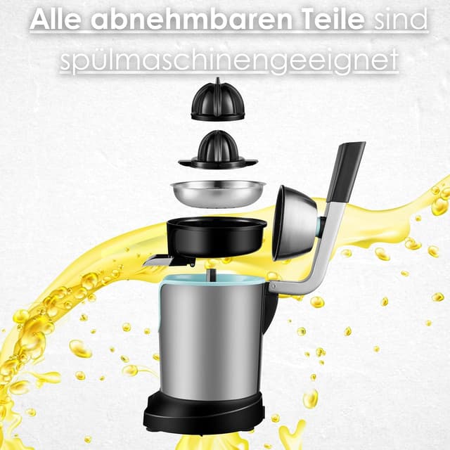 Thumbnail 6 de Elektrische Saftpresse Zitruspresse 800 Watt mit Longlife-Motor & Edelstahlgehäuse (für Zitronen, Orangen, Limetten, Grapefruit)