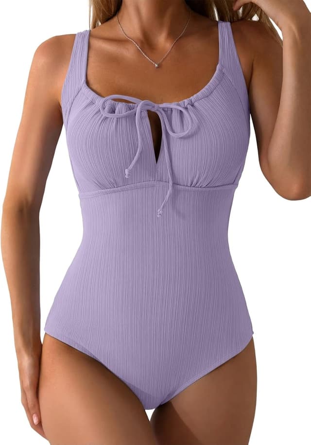 Thumbnail 6 de Aleumdr Women’s Textured One-Piece Swimsuit with Tummy Control & Tie-Knot Cutout