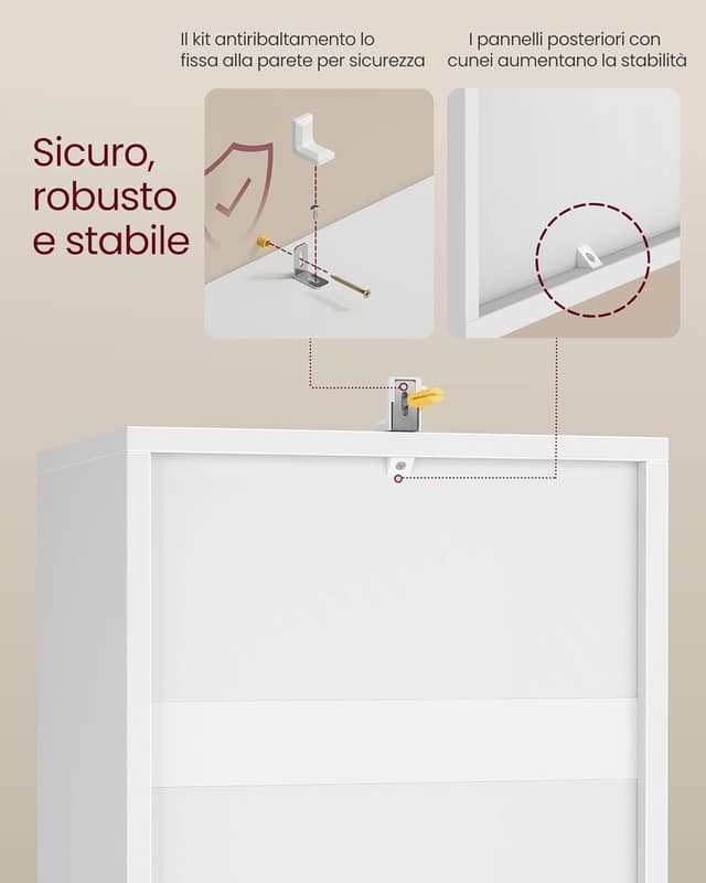 Detalle de VASAGLE Libreria a 3 ripiani aperta LBC433W01, bianco nuvola (24 x 30 x 94,8 cm)