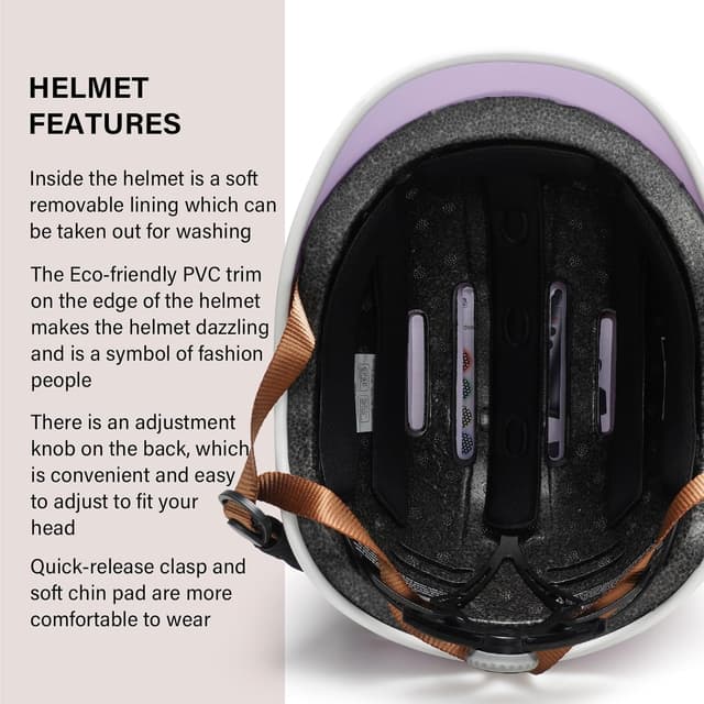 Detalle de Ckorison adult bike helmet with adjustable dial (56–61cm) for commuting, road biking and skating