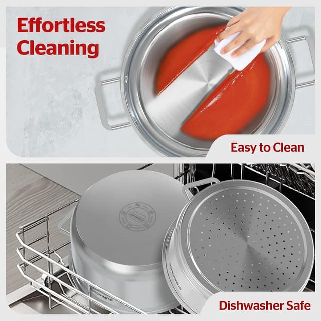 Thumbnail 4 de SUNHOUSE 2-Tier Stainless Steel Steamer Pot 5.5 QT 🍲