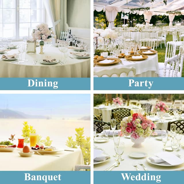 Detalle 2 de VidaFete 10-Pack 120-Inch Round Polyester Tablecloth (Ivory) for Dining, Parties & Weddings