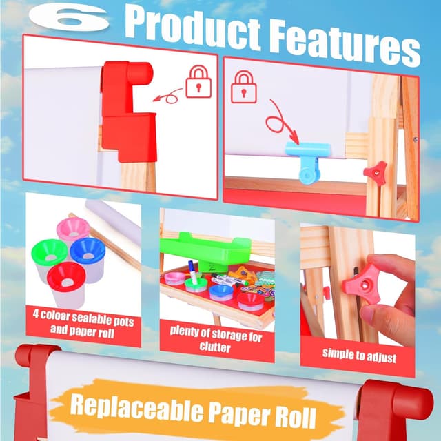 Thumbnail 4 de JOYOOSS Kids Wooden Easel 38–51"