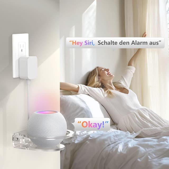 Detalle de HomeMount Wandhalterung für Echo Dot (4./5. Gen), Dot Max & HomePod mini – transparente Acryl-Lautsprecherhalterung (2 Stück)