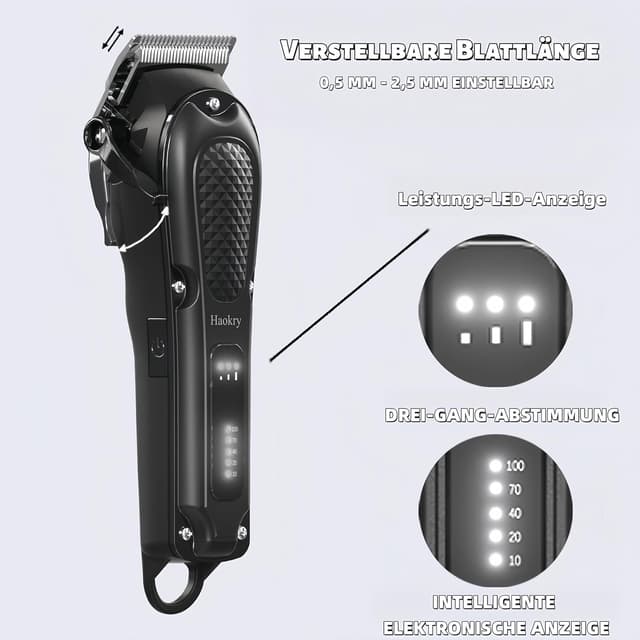 Detalle 2 de Haokry Haarschneider Profi kabellos 200 Min