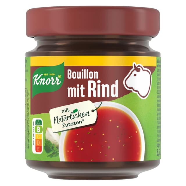 Detalle de Knorr Bouillon mit Rind im Glas – fettarme Brühewürze für kräftigen Geschmack (ergibt 6,5 Liter)