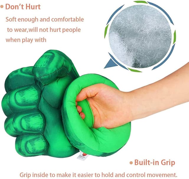 Detalle 2 de NuGeriAZ Superhero Hands for Kids Smash Punches Gloves (Green A)