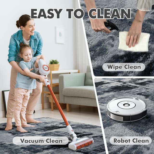 Thumbnail 6 de 9x12 Ft Extra Large Shag Rug (Blue) for Living Room & Bedroom, Ultra-Soft Fluffy Area Rug for Kids Decor