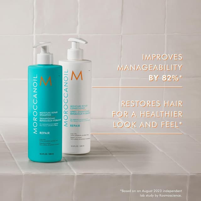 Detalle de Moroccanoil Shampoo e Conditioner Half-Liter Set: set riparatore idratante per capelli più gestibili