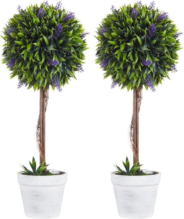 Imagen de HOMCOM Lot de 2 Plantes artificielles lavande 60 cm en OfertitasTOP